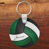Dunkelgrüner, weißer und schwarzer Volleyball Schlüsselanhänger (Vorderseite)