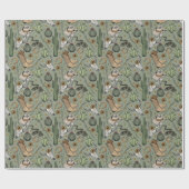 Dunkelgrüner Western Laughing Cowboy Skull & Cactu Geschenkpapier (Flach)