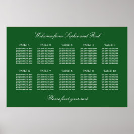 Dunkelgrünes 10-Tisch-Hochzeitsdiagramm-Poster Poster