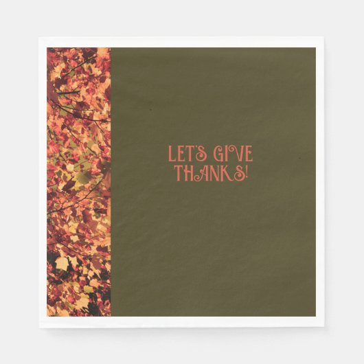 Dunkelgrünes Abendessen Herbstglücklich Dank geben Serviette (Vorderseite)
