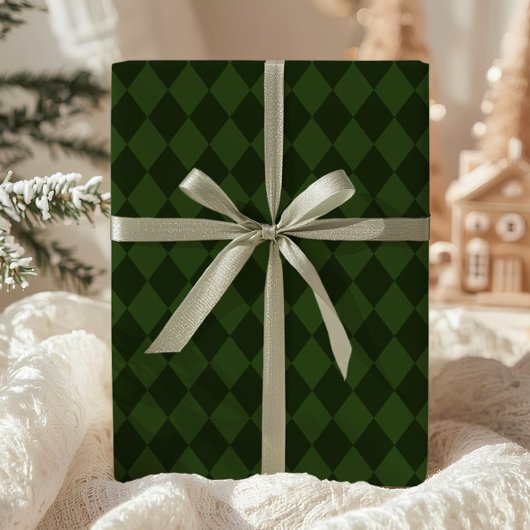 Dunkelgrünes Argyle-Geschenkpapier Geschenkpapier