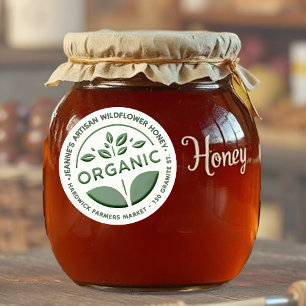 Dunkelgrünes Bio Produktlabel mit Leaf Runder Aufkleber