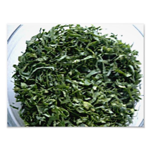 Dunkelgrünes Blattgemüse in Scheiben geschnittenes Fotodruck (Vorne)