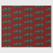 Dunkelgrünes C8 Corvette Sportwagen Handgezeichnet Geschenkpapier (Flach)