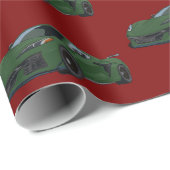 Dunkelgrünes C8 Corvette Sportwagen Handgezeichnet Geschenkpapier (Rolleneckpunkt)