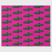 Dunkelgrünes C8 Corvette Sportwagen Handgezeichnet Geschenkpapier (Flach)