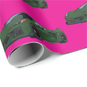 Dunkelgrünes C8 Corvette Sportwagen Handgezeichnet Geschenkpapier (Rolleneckpunkt)