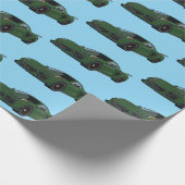 Dunkelgrünes C8 Corvette Sportwagen Handgezeichnet Geschenkpapier (Ecke)