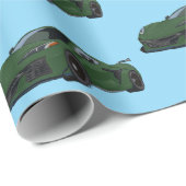 Dunkelgrünes C8 Corvette Sportwagen Handgezeichnet Geschenkpapier (Rolleneckpunkt)