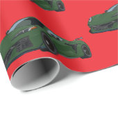 Dunkelgrünes C8 Corvette Sportwagen Handgezeichnet Geschenkpapier (Rolleneckpunkt)