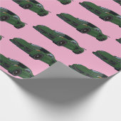 Dunkelgrünes C8 Corvette Sportwagen Handgezeichnet Geschenkpapier (Ecke)