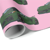 Dunkelgrünes C8 Corvette Sportwagen Handgezeichnet Geschenkpapier (Rolleneckpunkt)