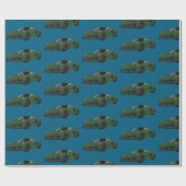 Dunkelgrünes C8 Corvette Sportwagen Handgezeichnet Geschenkpapier (Flach)