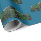 Dunkelgrünes C8 Corvette Sportwagen Handgezeichnet Geschenkpapier (Rolleneckpunkt)