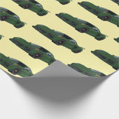 Dunkelgrünes C8 Corvette Sportwagen Handgezeichnet Geschenkpapier (Ecke)