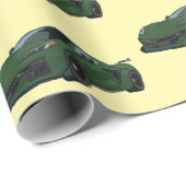 Dunkelgrünes C8 Corvette Sportwagen Handgezeichnet Geschenkpapier (Rolleneckpunkt)