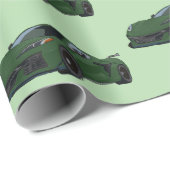 Dunkelgrünes C8 Corvette Sportwagen Handgezeichnet Geschenkpapier (Rolleneckpunkt)