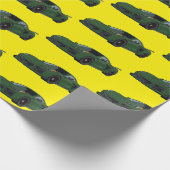 Dunkelgrünes C8 Corvette Sportwagen Handgezeichnet Geschenkpapier (Ecke)