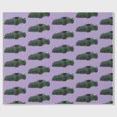 Dunkelgrünes C8 Corvette Sportwagen Handgezeichnet Geschenkpapier (Flach)