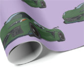 Dunkelgrünes C8 Corvette Sportwagen Handgezeichnet Geschenkpapier (Rolleneckpunkt)