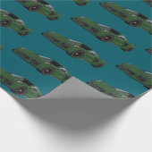 Dunkelgrünes C8 Corvette Sportwagen Handgezeichnet Geschenkpapier (Ecke)