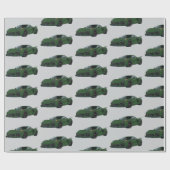 Dunkelgrünes C8 Corvette Sportwagen Handgezeichnet Geschenkpapier (Flach)