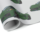 Dunkelgrünes C8 Corvette Sportwagen Handgezeichnet Geschenkpapier (Rolleneckpunkt)