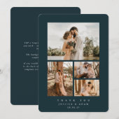 Dunkelgrünes Elegant Minimal 4 Foto Hochzeitsflat Dankeskarte (Vorne/Hinten)
