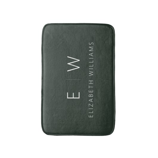 Dunkelgrünes Elegant Moderner Minimalistischer Mon Badematte (Vorderseite Vertikal)