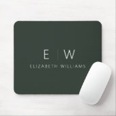 Dunkelgrünes Elegant Moderner Minimalistischer Mon Mousepad (Mit Mouse)