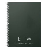 Dunkelgrünes Elegant Moderner Minimalistischer Mon Notizblock (Vorderseite)