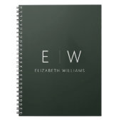 Dunkelgrünes Elegant Moderner Minimalistischer Mon Notizblock (Vorderseite)