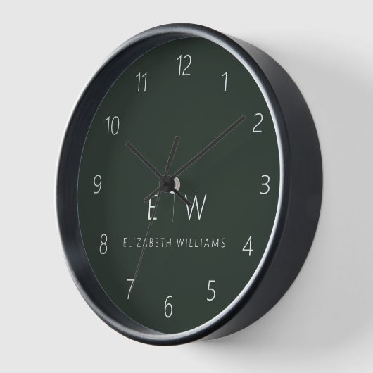 Dunkelgrünes Elegant Moderner Minimalistischer Mon Uhr (Winkel)