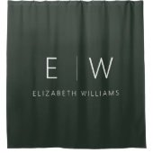 Dunkelgrünes Elegant Modernes Minimalistisches Sch Duschvorhang (Vorderseite)