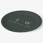 Dunkelgrünes Elegant Modernes Minimalistisches Sch Pappteller (Schrägansicht)