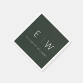 Dunkelgrünes Elegant Modernes Minimalistisches Sch Serviette (Ecke)