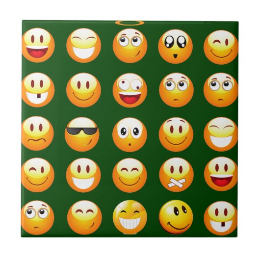 dunkelgrünes Emoji Fliese (Vorderseite)
