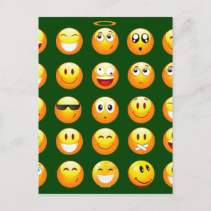 dunkelgrünes Emoji Postkarte