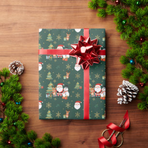 Dunkelgrünes festliches Muster Geschenkpapier