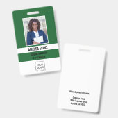 Dunkelgrünes Foto Mitarbeiter-Logo oder QR CODE-Si Ausweis (Vorder- & Rückseite)