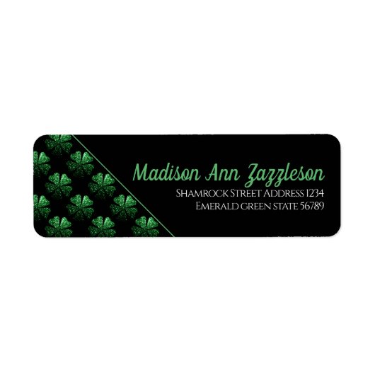 Dunkelgrünes funkelnd Kleeblatt auf schwarz (Vorne)