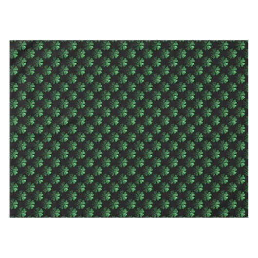 Dunkelgrünes funkelnd Kleeblatt auf schwarz Tischdecke (Vorderseite (Horizontal))