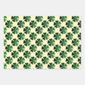 Dunkelgrünes funkelnd Kleeblatt hellgelb Geschenkpapier Set (Vorderseite)