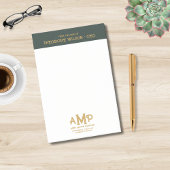 Dunkelgrünes Gold-3-Letter-Business-Monogramm-Logo Post-it Klebezettel