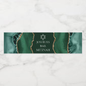Dunkelgrünes Gold Agate Bar Mitzvah Custom Party Wasserflaschenetikett (Einzelnes Label)
