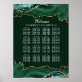 Dunkelgrünes Gold Agate Bar Mitzvah Sitzkarte Poster (Vorne)