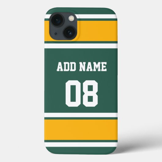 Dunkelgrünes Gold und weißer Sportstreifen Case-Mate iPhone Hülle (Rückseite)