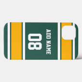 Dunkelgrünes Gold und weißer Sportstreifen Case-Mate iPhone Hülle (Rückseite (Horizontal))