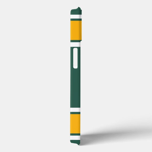 Dunkelgrünes Gold und weißer Sportstreifen Case-Mate iPhone Hülle (Rückseite / Rechts)