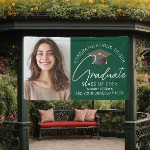 Dunkelgrünes Graduate Foto 2025 Graduation Party Banner